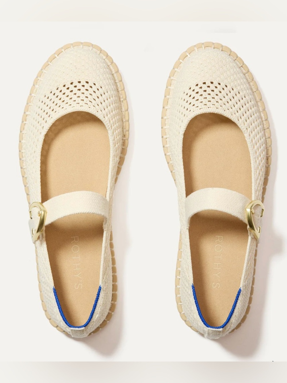 Rothy’s The Espadrille Mary Jane Flats In Jasmine/Ivory Size 9